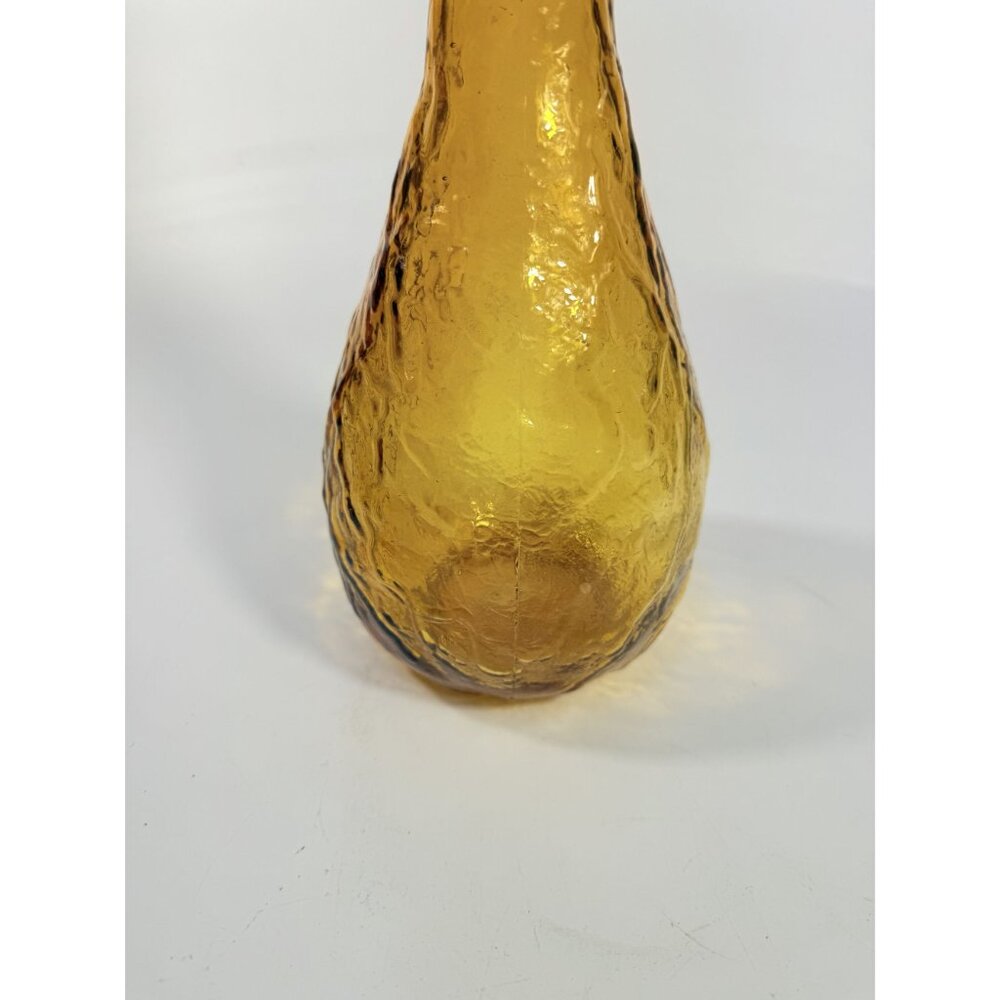 Genie Bottle Vintage Amber Empoli Crinkle Glass No Stopper Mid Century Art Home - Picture 12 of 15